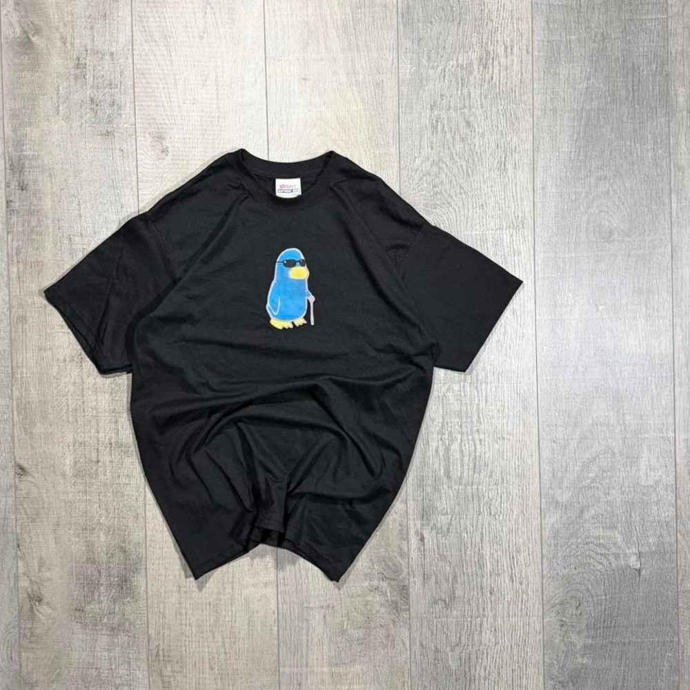 obscure black and blue, penguin tech, computer software promo, graphic T-shirt